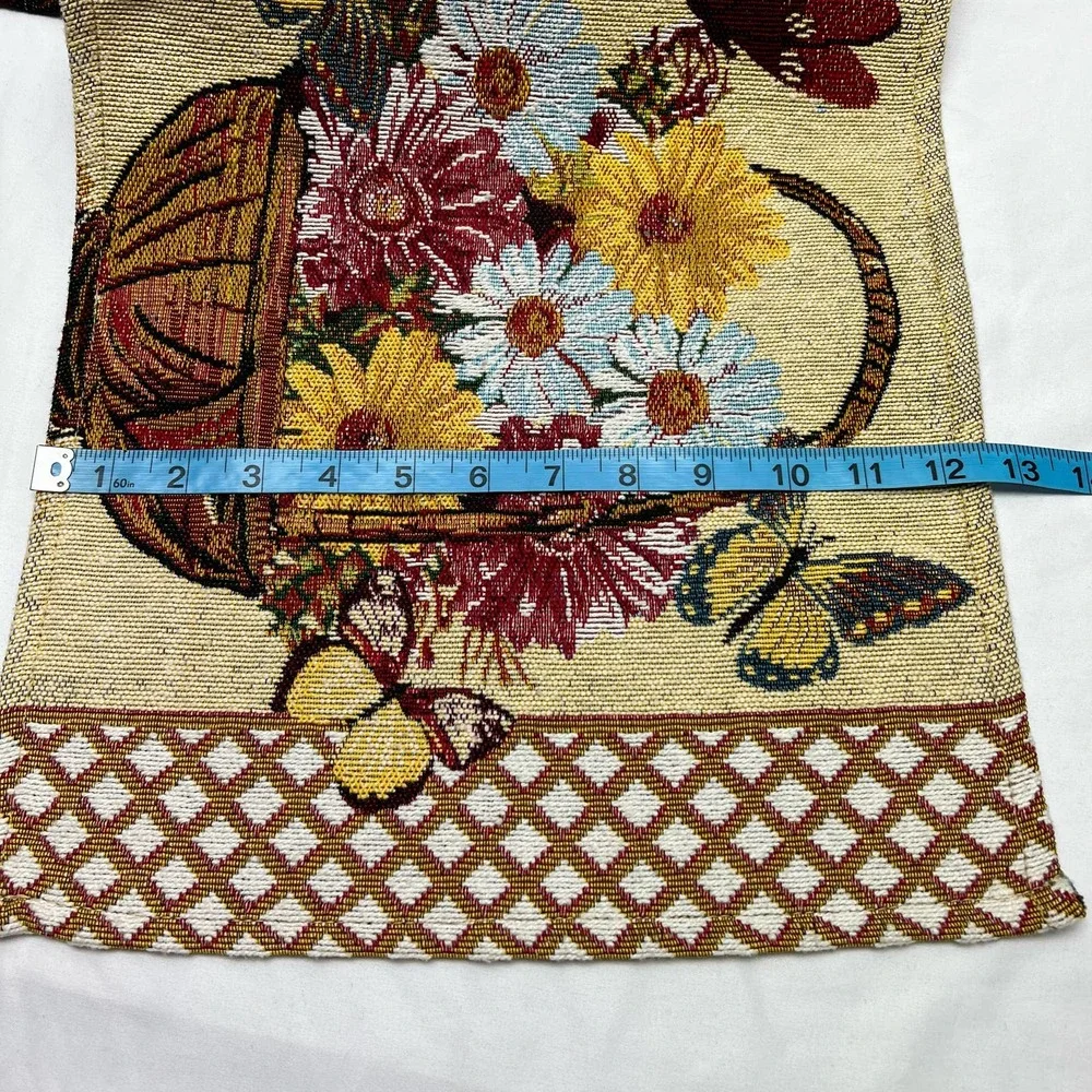 Everyday Tapestry Runner Baskets Butterflies Handmade in India